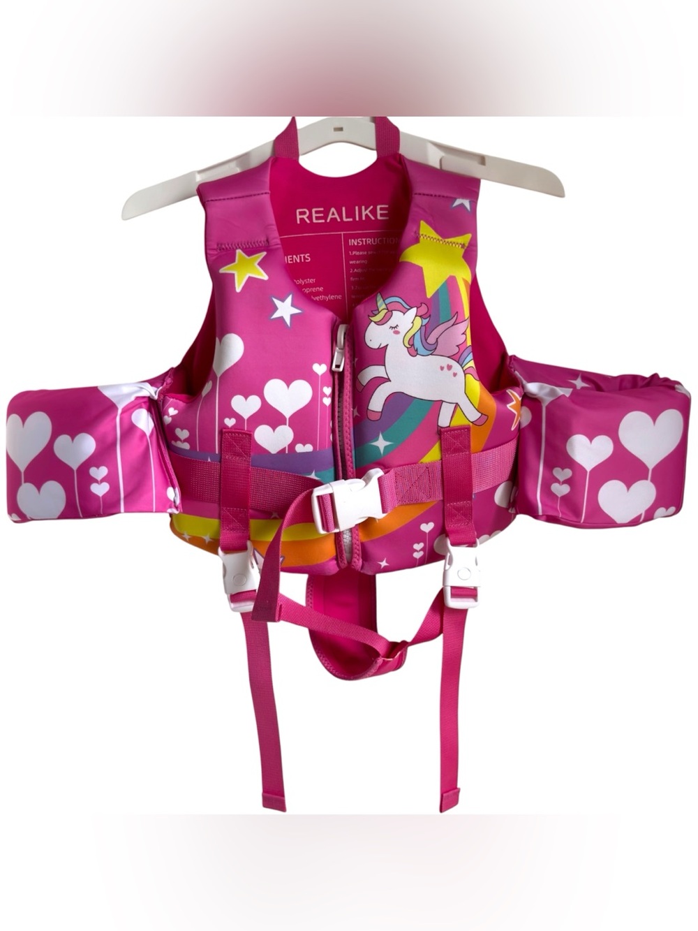 REALIKE Swim Vest Toddler Floaties Life Jacket Small Pink Unicorn 2-4T 22-33lbs